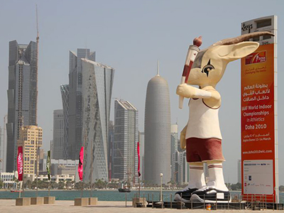 Mascota del campeonato atlético 2010, en Doha | © Nacho Prieto